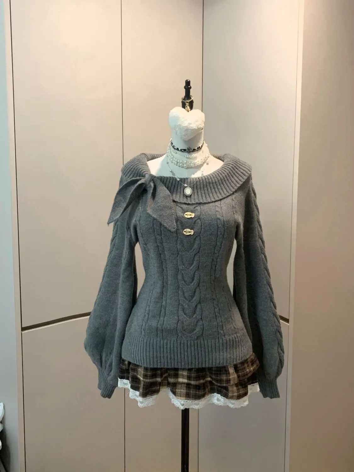 Sweet Preppy Style Knitted Sweater Y2K Aesthetic Long Sleeve Jumper for Women Coquette Casual Knitwear
