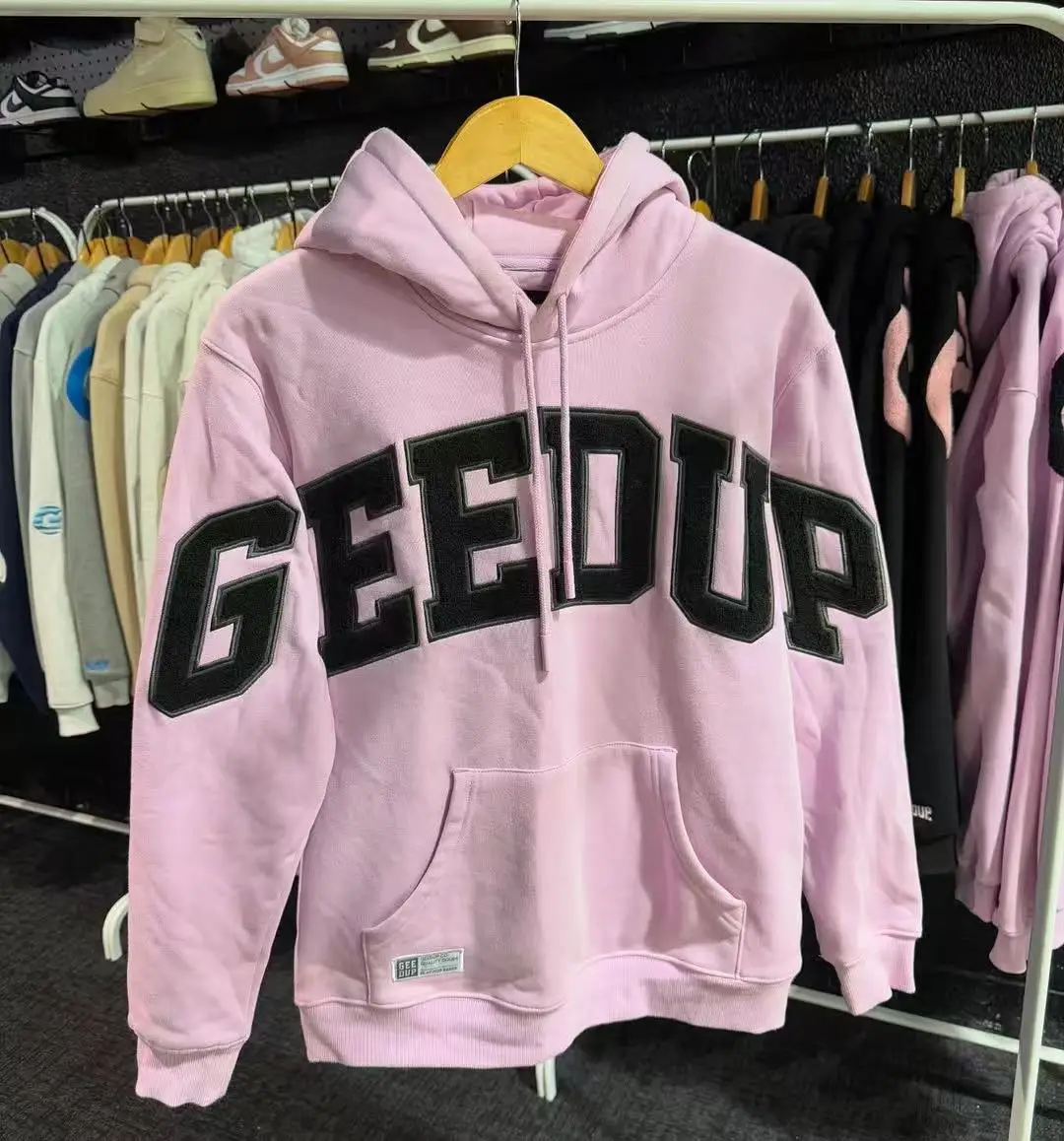 American Vintage GEEDUP Hoodie Cetak Huruf Baru Y2K Kaus Tren Fashion Jalanan Wanita Hip Hop Gotik Kasual Pullover Longgar
