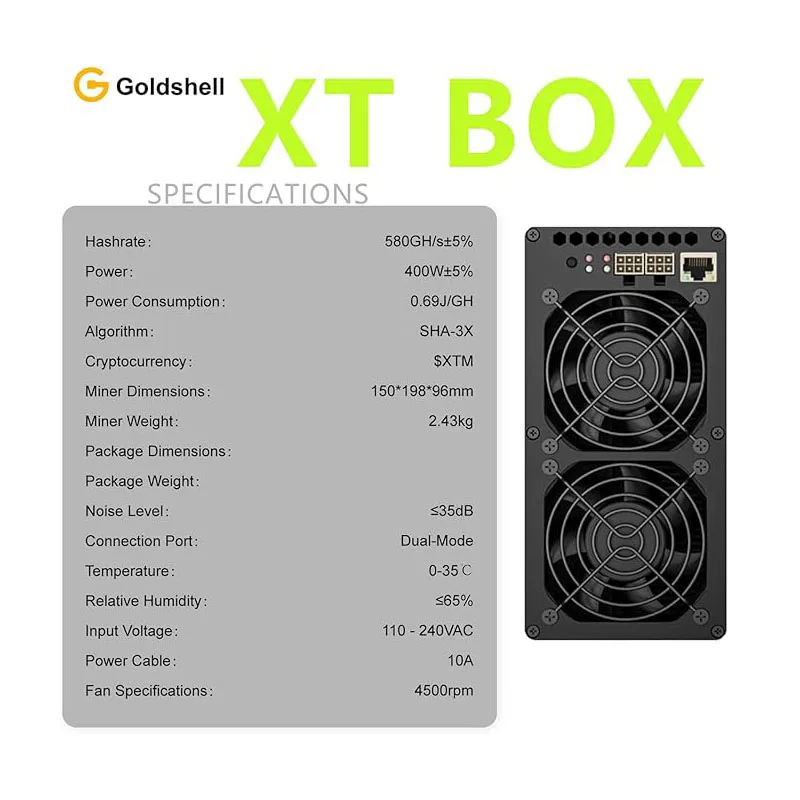 Goldshell XT-BOX 580GH/s SHA3 ASIC Miner - Goldshell XT Box XTM Mining Machine 400W Silent Home Crypto Miner