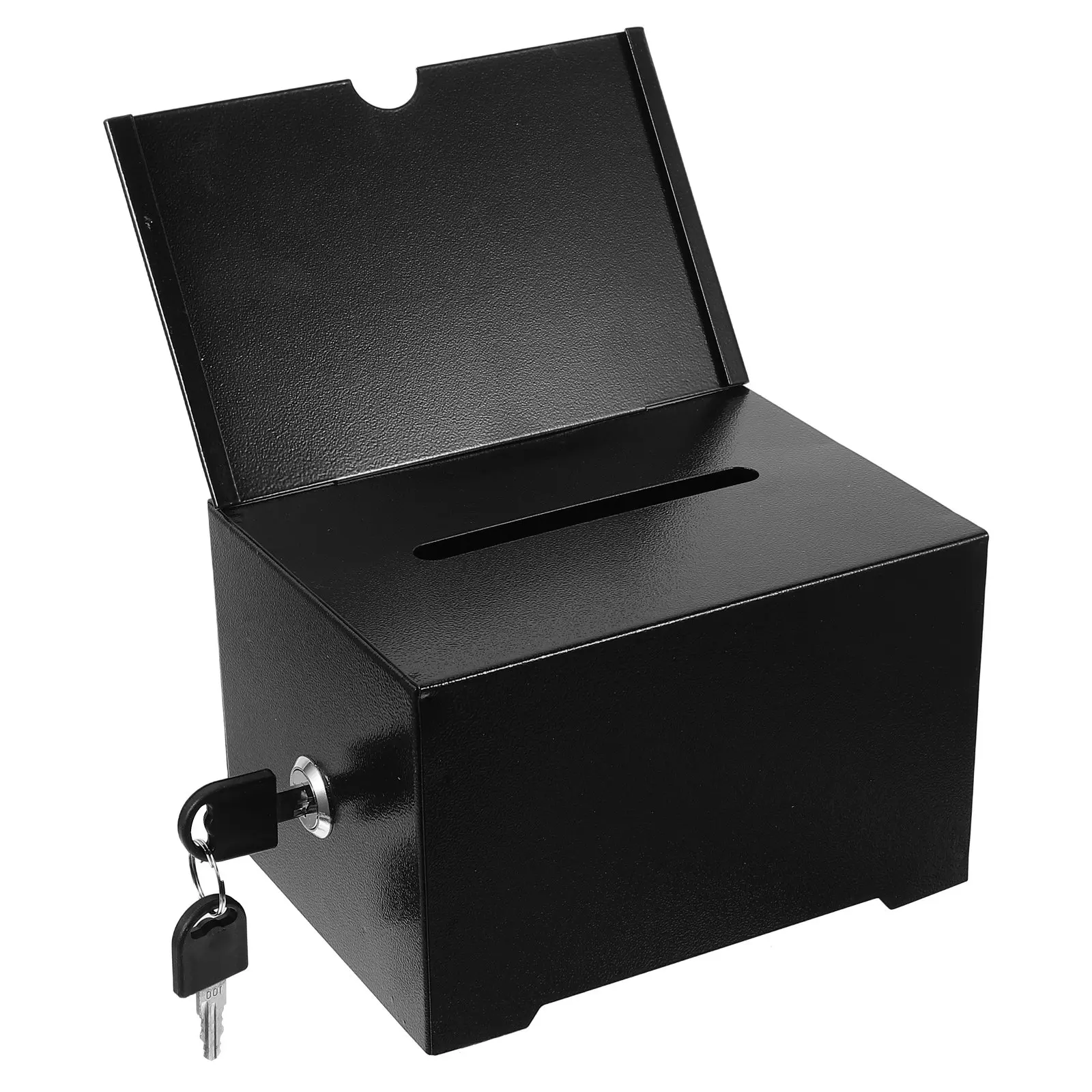 Metal Suggestion Box with Slot and Lock Black Donation Collection Holder for Office School Church Feedback Comment Fundraising