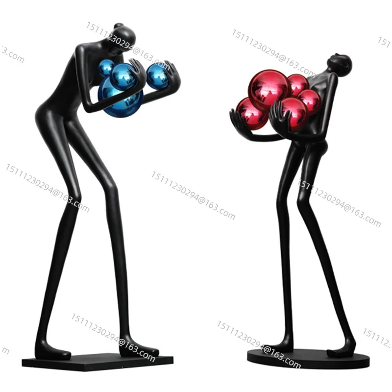 

Humanoid art sculpture ball floor lamp Hotel lobby exhibition hall Creative large-scale human ornament Commercial lamp