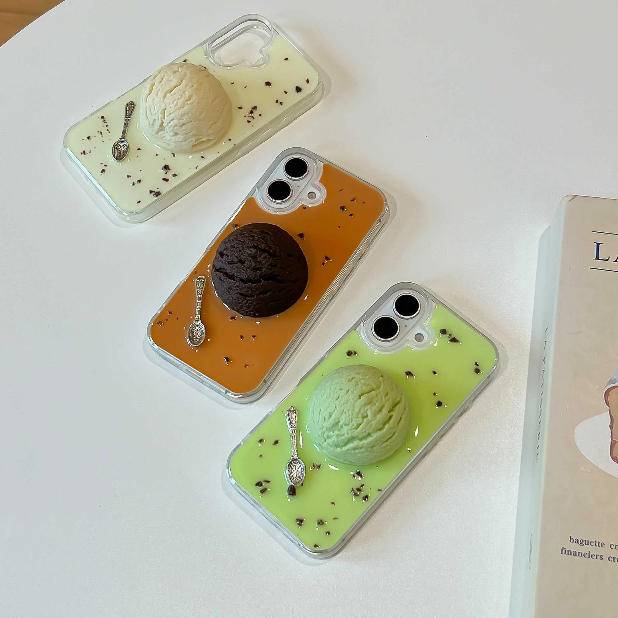 Cute 3D Ice-cream Spoon Phone Case For Iphone 14Pro 15ProMax 13Pro 16 13 14 15 Pro Max 16ProMax Chocolate 3 Colors Cover Shell