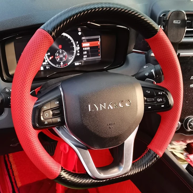 DIY Hand Stitched Steering Wheel Cover Non-Slip Breathable For LYNK&CO 01 02 03 06 2017-2023 Car Interior Accessories - Image 4