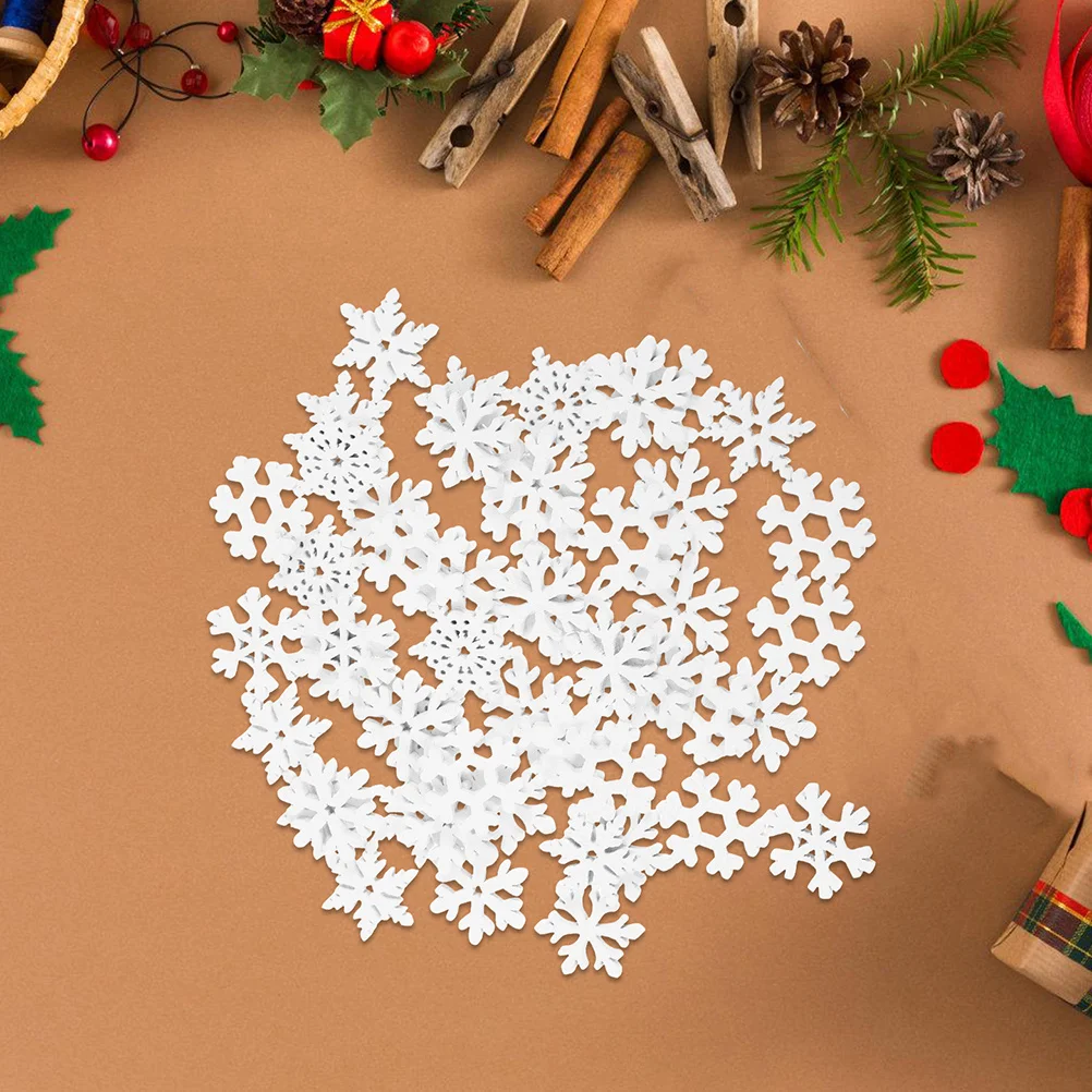 

50Pcs Mini Wooden Snowflakes Rustic Wood Slices Christmas Embellishments DIY Craft Ornaments Small Decorations