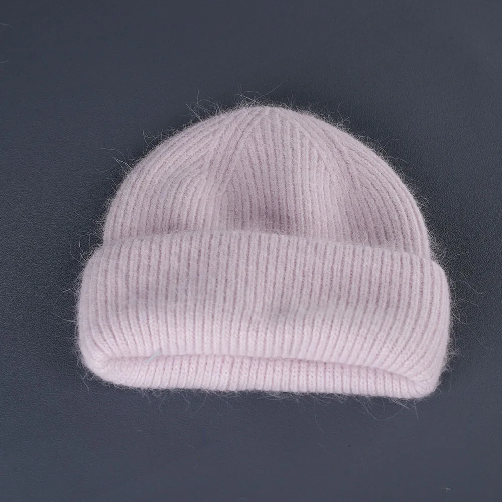 2024 Kaninchen Fell Mützen Weiche Warme Flauschige Winter Hut für Frauen Angora Gestrickte Hut Skullies Beanies Weibliche Motorhaube Frau Stricken Kappe – Detail 18