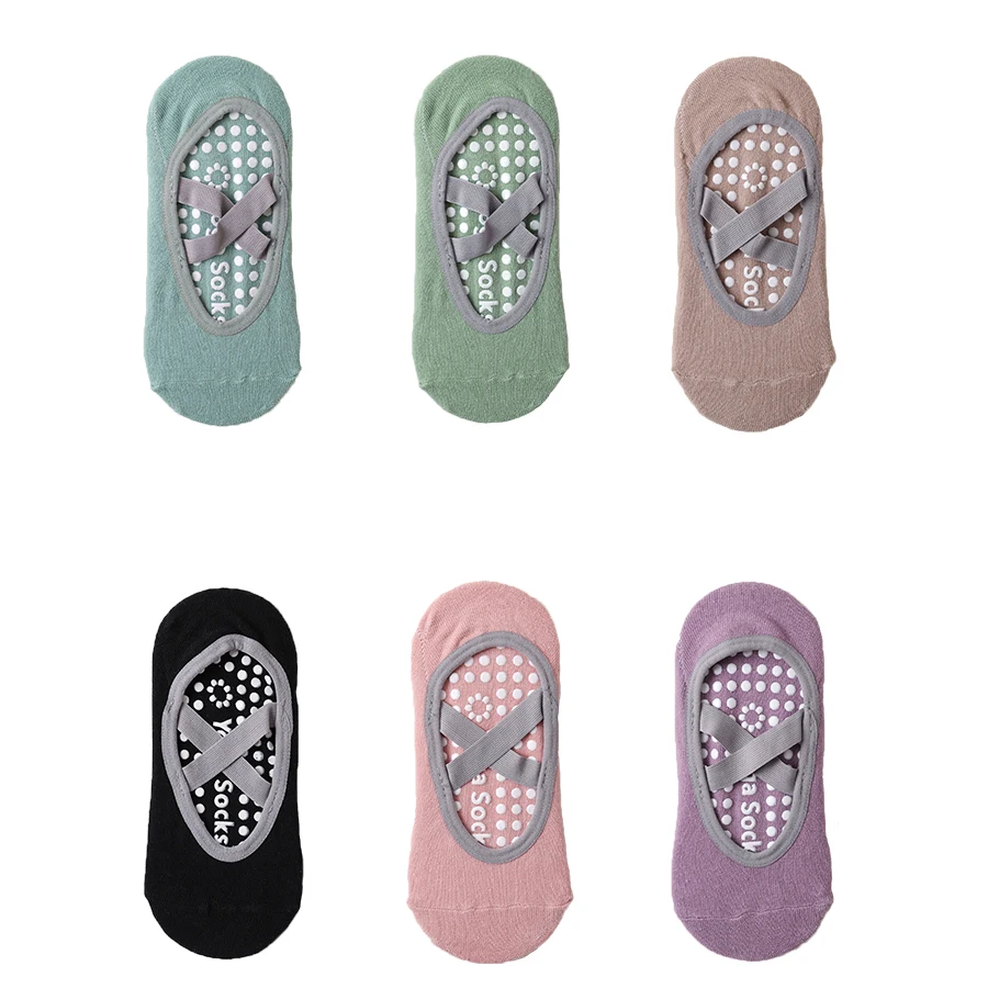 

3/6 пар профессиональных женских носков для йоги с силиконовым противоскользящим покрытием, для балета и пилатеса, женские дышащие носки без задней части с бандажной поддержкой для йоги и спорта