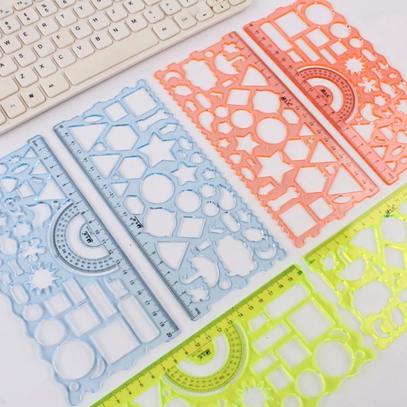 2Pcs Drawing Stencils Set Hollow-out Templates Rulers for Boy Girl