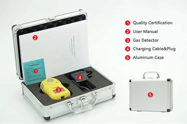 ATEX 휴대용 PH3 미터 충전식 스마트 포스핀 가스 누출 경보 탐지기