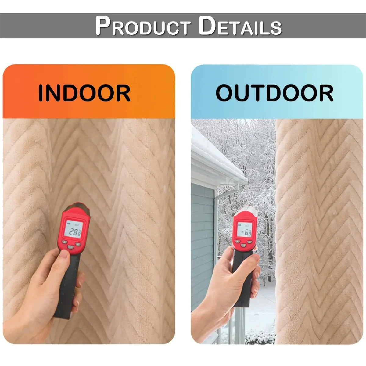 Winter Thermal Warm Folder Cotton Curtain Cold proof Windbreak Soundproof Blackout Beige Curtains for Living Room and Bedroom