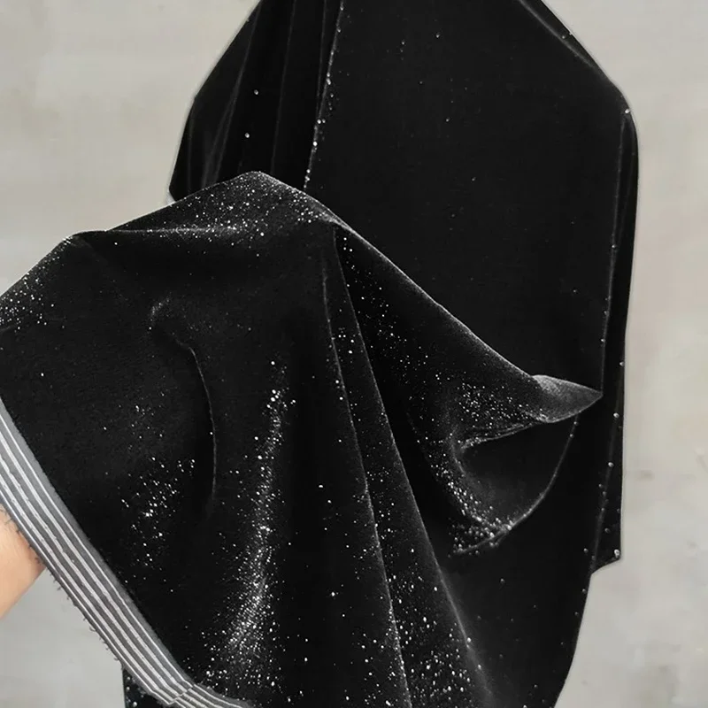 Black Diamond Flash Velvet Fabric Luster for Dress Skirt Wholesale Cloth Per Meter Apparel Sewing Diy Material