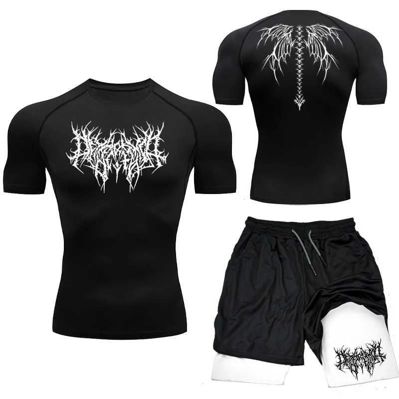 Camiseta de compresión para hombre con estampado de Anime, camisetas deportivas de secado rápido para gimnasio, camisetas interiores atléticas para Fitness, camisetas elásticas, camiseta de verano para hombre