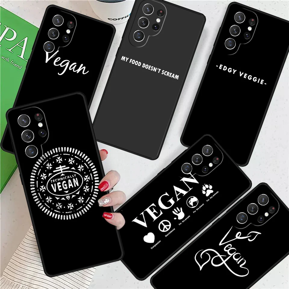 VEGAN QUOTES LOVE VEGGIE For Samsung Galaxy S24 Ultra S21 S22 S8 S9 S10 5G Note 10 20 Plus FE S23 Phone case Cover Coque