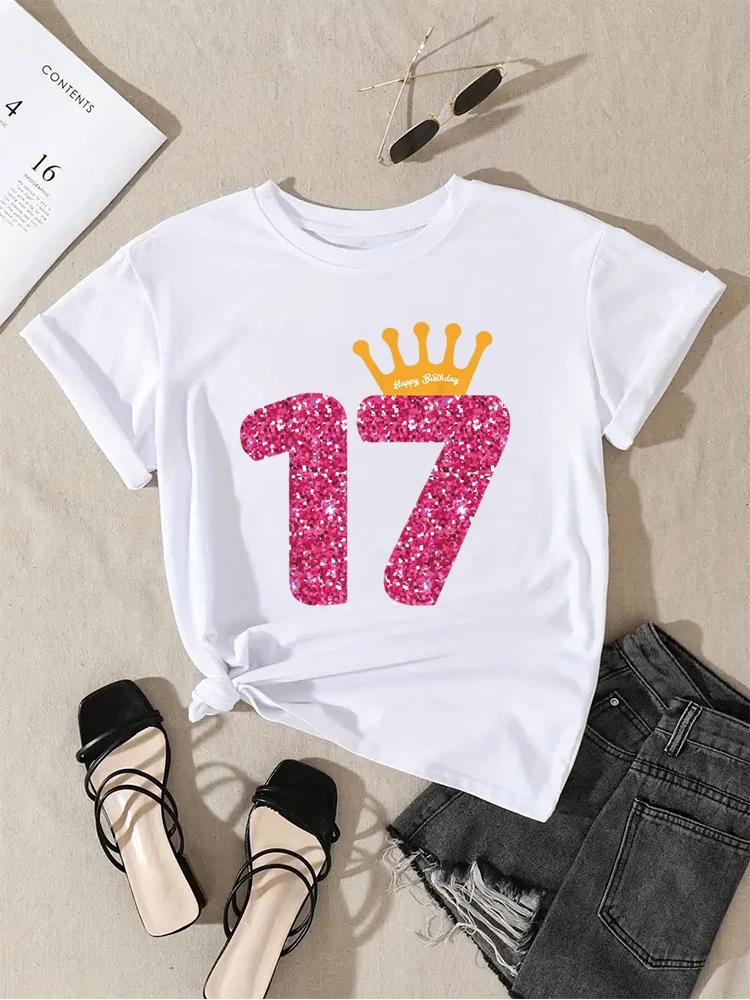 Happy Birthday Shirt, Girls 17th Party 17 Years Old Bday t-shirts for women graphic tees funny graphic tees for women