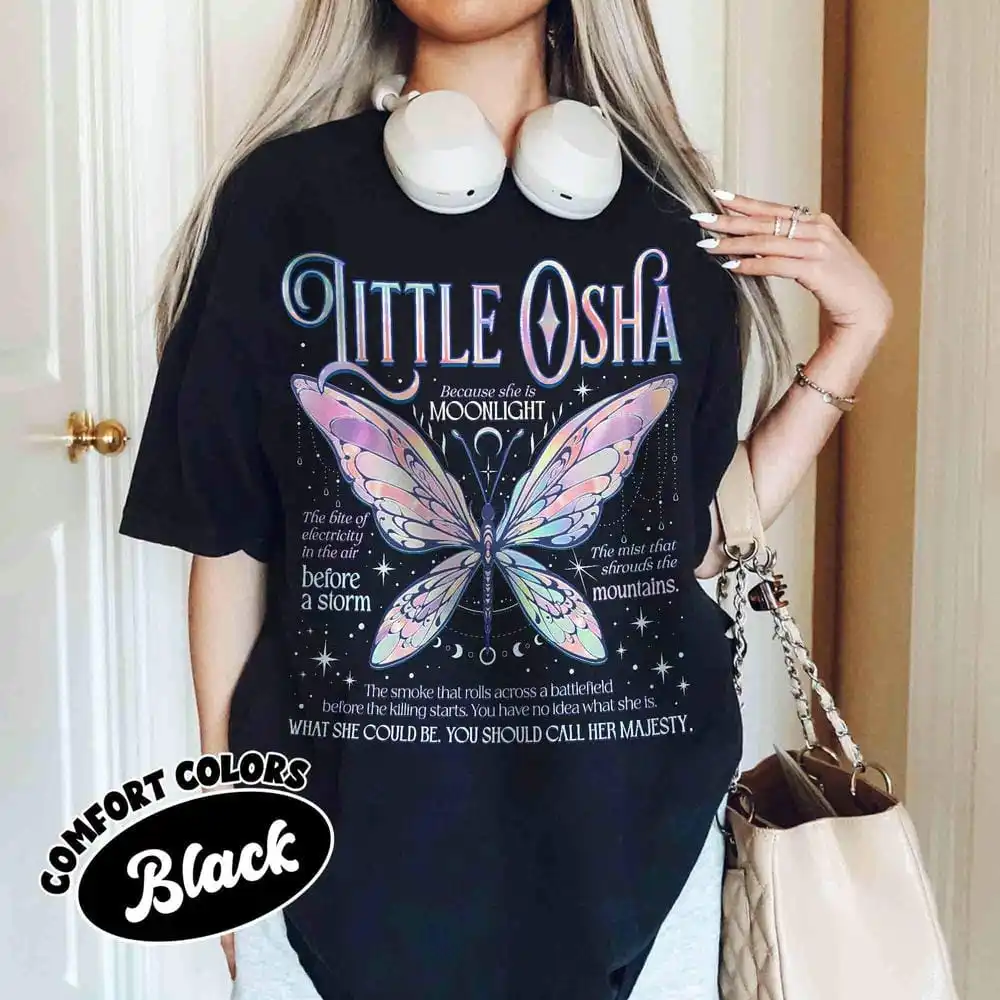 Vintage Little Oshaผีเสื้อComfortเสื้อผู้หญิงQuicksilver Callie Hart Unisex Teeผ้าฝ้ายY2K Topทุกวันอินเทรนด์Streetwear