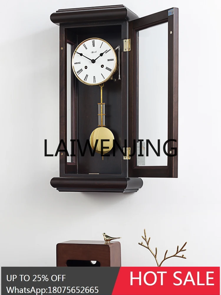 RWJ Solid Wood Mechanical Wall Clock Fashion Retro Clock Creative Decoration Large Wall Clock