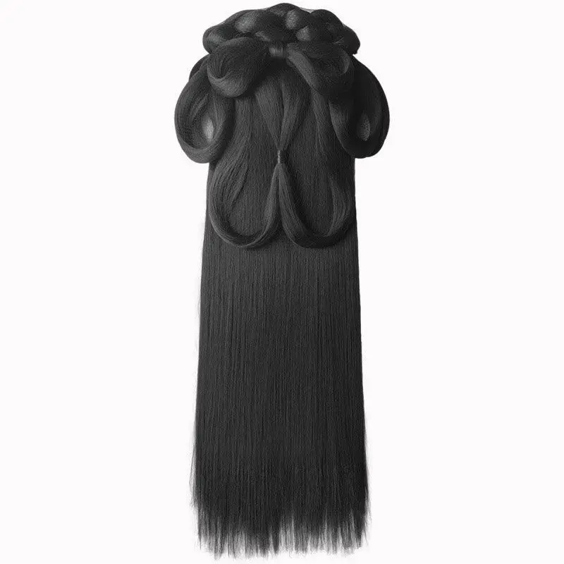 Sistema de cabelo hanfu dos estados de guerra-peruca completa estilo wei-jin com saia de rosto de cavalo acessórios peruca cosplay chinesa antiga