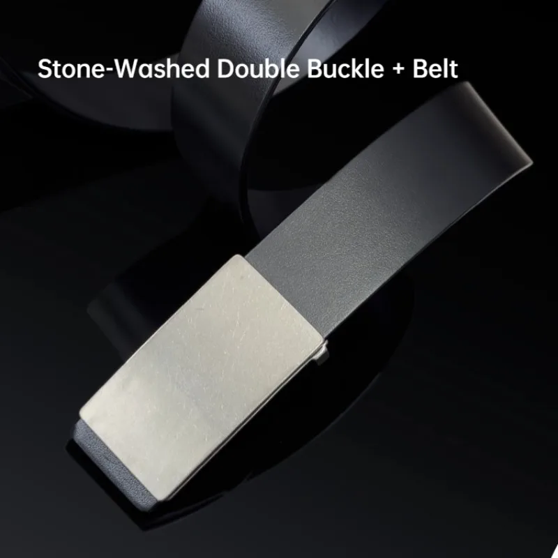 Fivela de cinto de titânio puro 35mm, camada dupla, couro genuíno liso, à prova de ferrugem, masculino, negócios, fivela de cinto de couro de grão superior