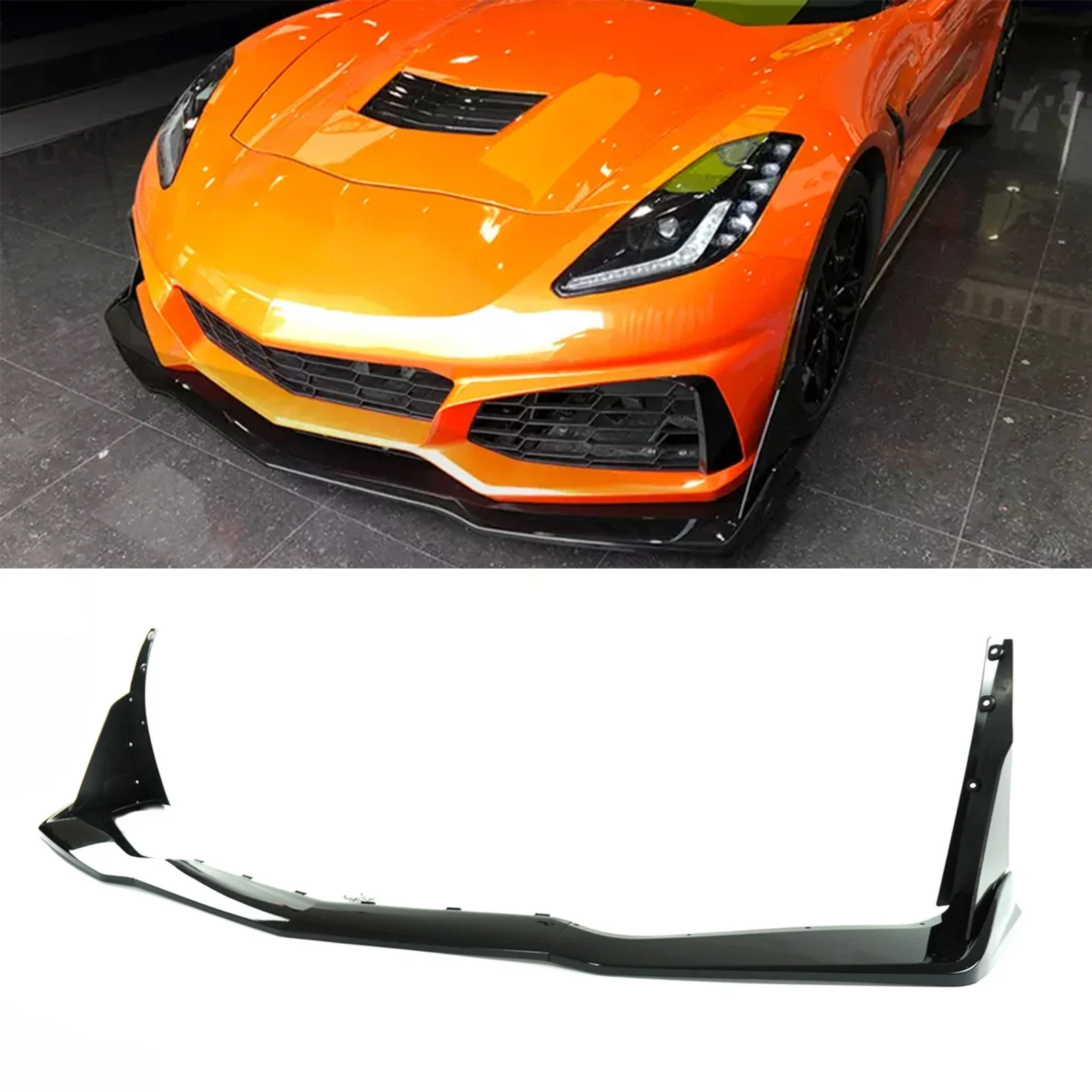 For Chevrolet Corvette C7 2014-2019 Modified With Zr1 Bumper Front Bumper Lip With Winglets Car Accessories Splitter Matte Black