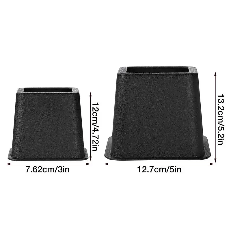 4pcs Furniture Leg Risers Bed Foot Pads Heavy Duty Up To 1 300 Lbs Sofa Table Chair Leg Risers Square Bed Foot 4.7 Inch 5.2 Inch