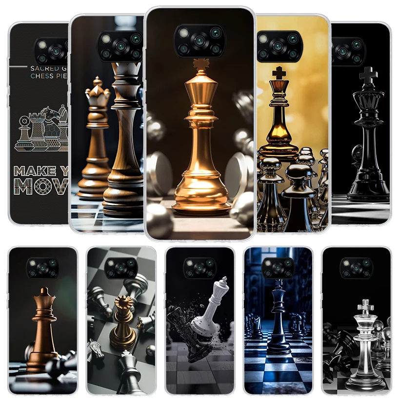 Competitive Chess Game Cover Phone Case For Xiaomi Poco X6 X5 X4 Nfc X3 Pro F6 F5 F4 Gt F3 F2 F1 M5S M4 M3 Soft Fundas Shell