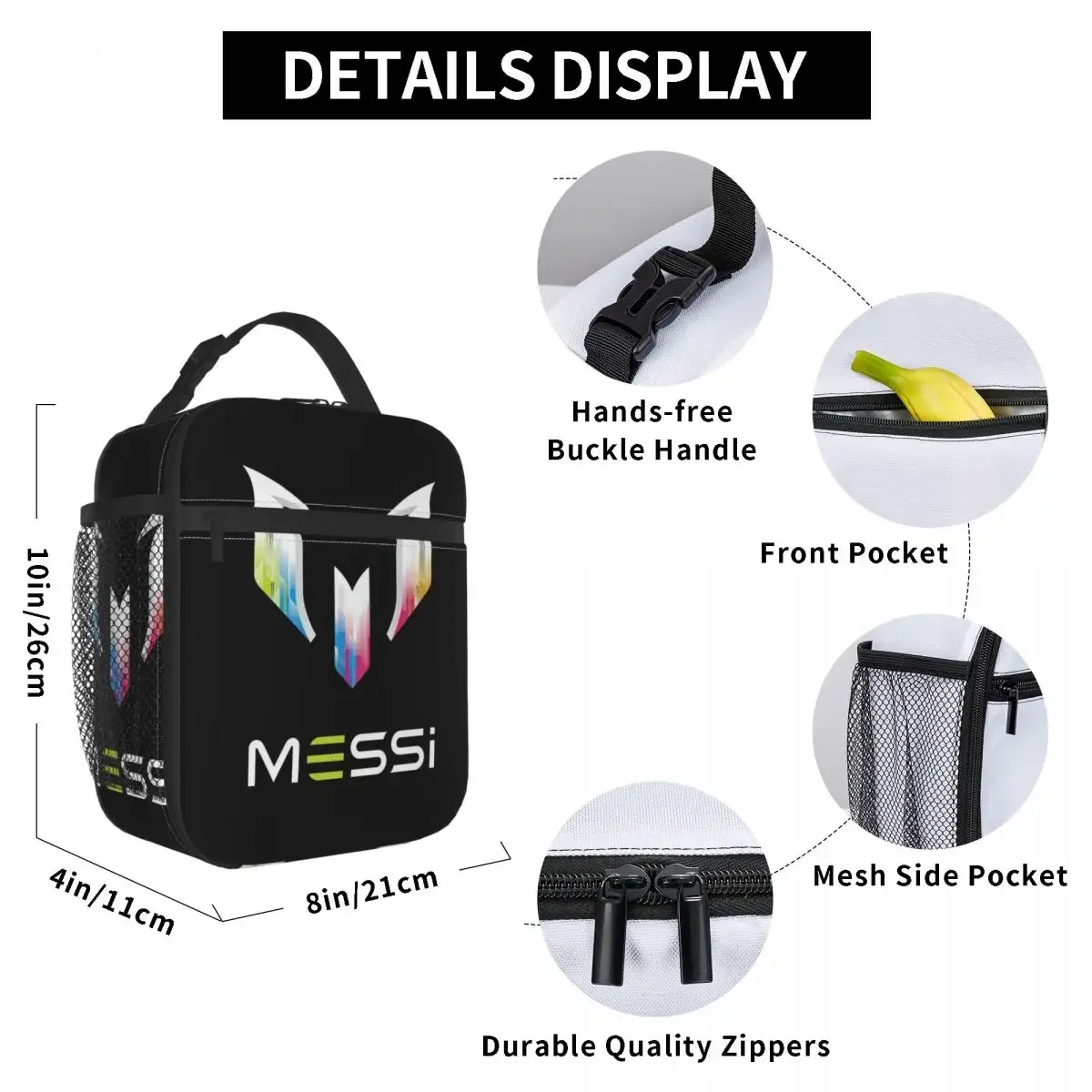 Messis 10 Football Soccer Merch Insulated Lunch Bag For Work CF Barcelona Food Storage Bag Portable Thermal Cooler Lunch Boxes