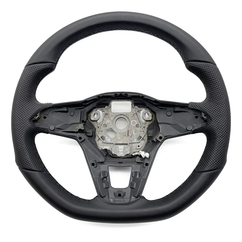 

A03Z-For Golf 8 GTI R Line MK8 Scirocco GTS R 2018-2023 Semi-Perforated Black Line No Heated Steering Wheel Bottom