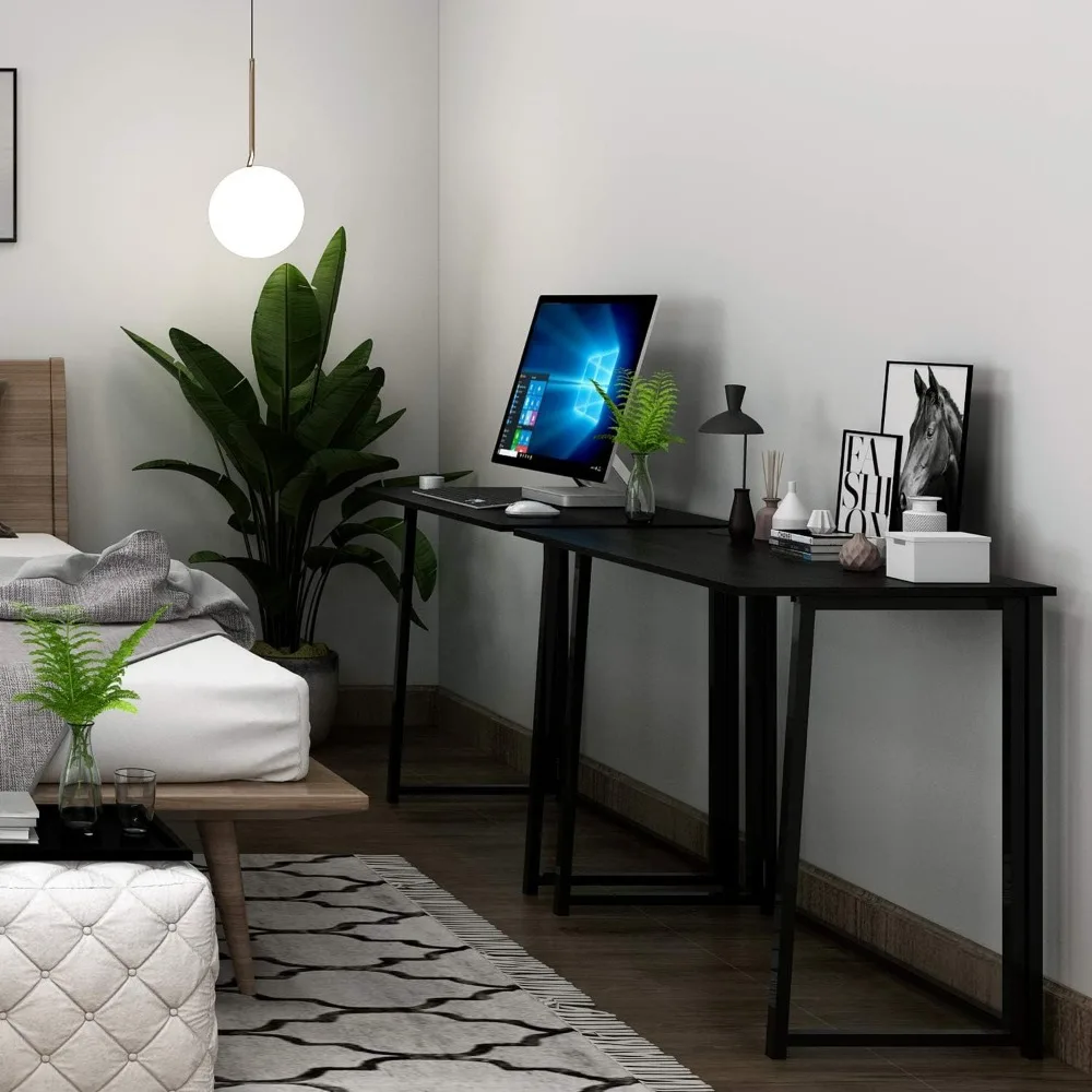 31.5" Small Desk with Storage Bag, Simple Assembly Folding Computer Desk Home Office Desk Study Writing Table for Small Space