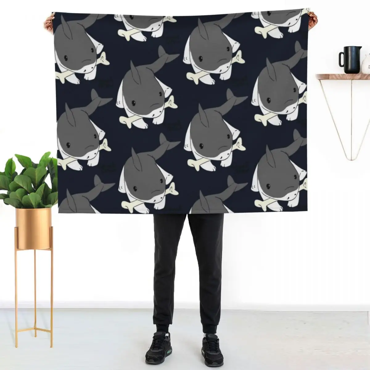 

Jeff the Landshark! Throw Blanket Stylish Decor Blanket Gift for Friends Roommate