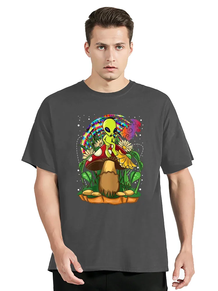 Funny Magic Mushroom Alien Trippy Shroom LSD Weed Acid Trip T Shirt Women T-Shirt Graphic Men's Clothing Oversized Tshirt Tops