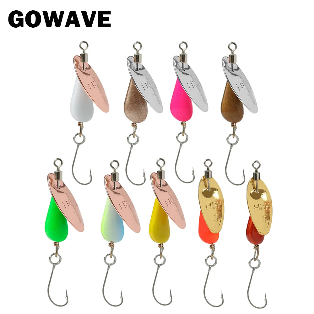 

GOWAVE 1pcs AR-S Rotating Spinner Fishing Lure Spoon Sequins Baits Wobblers Bass Pesca Salmon Stream Fishing Tackle 5g 7g