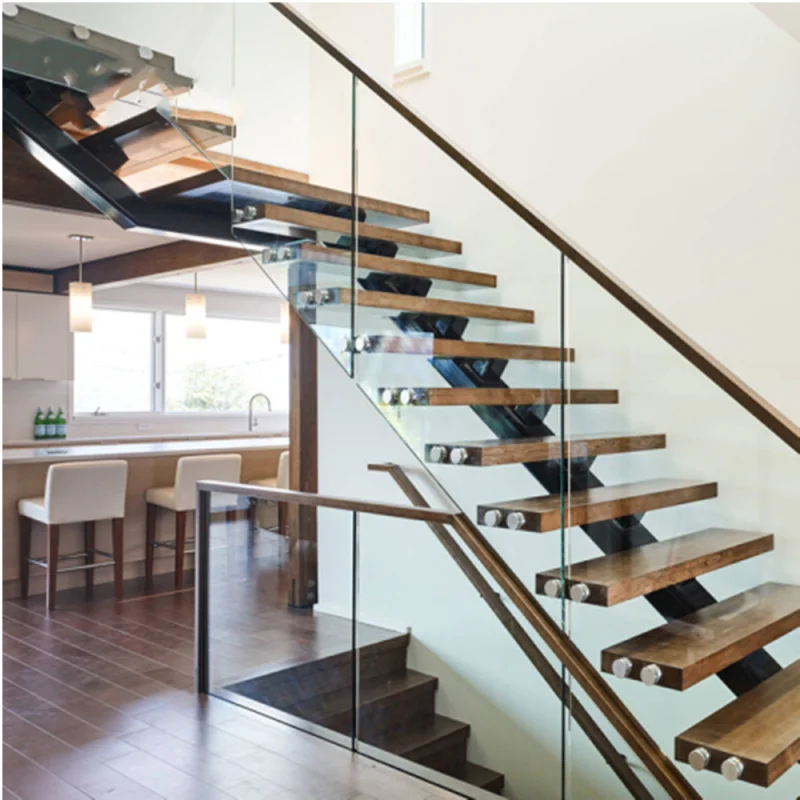 custom.Cheap Design Walnut Slab Granite Loft Indoor Folding Wood Stairs Floating and Straight Stairs Staircase