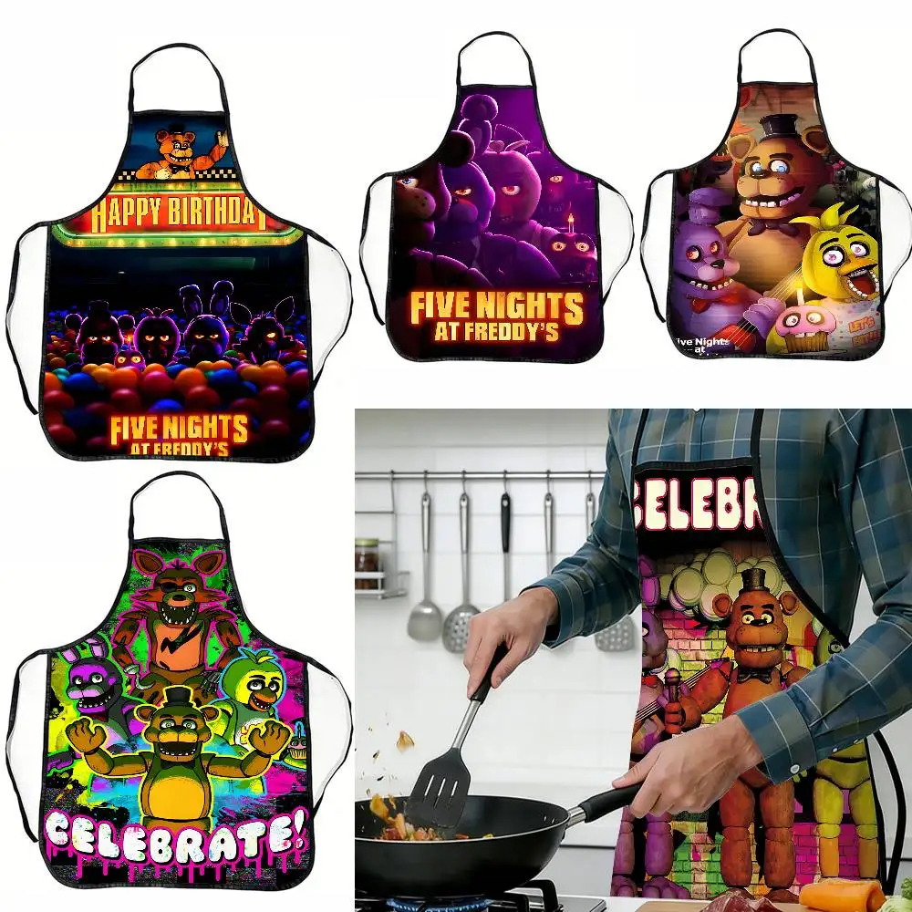 

FnafFive-nights-At-Freddy Funny Apron for Women Men 50x70cm Washable Non-Woven Kitchen Apron Dessert Chef Apron for Cooking ﻿