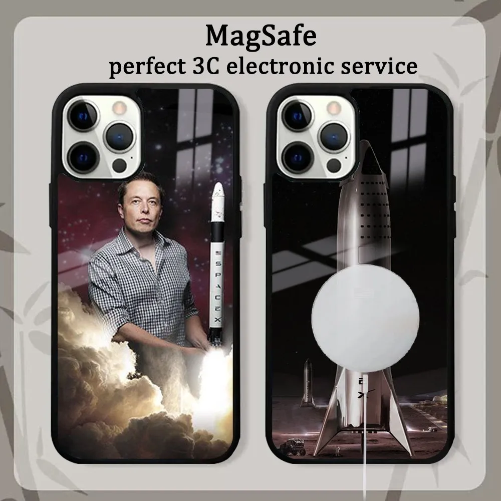 New Elon Musk Mars Bfr Rocket Phone Case For iPhone 16 15 14 13 12 11 Pro Max Plus Mini Magsafe Mirror Wireless Magnetic Cover