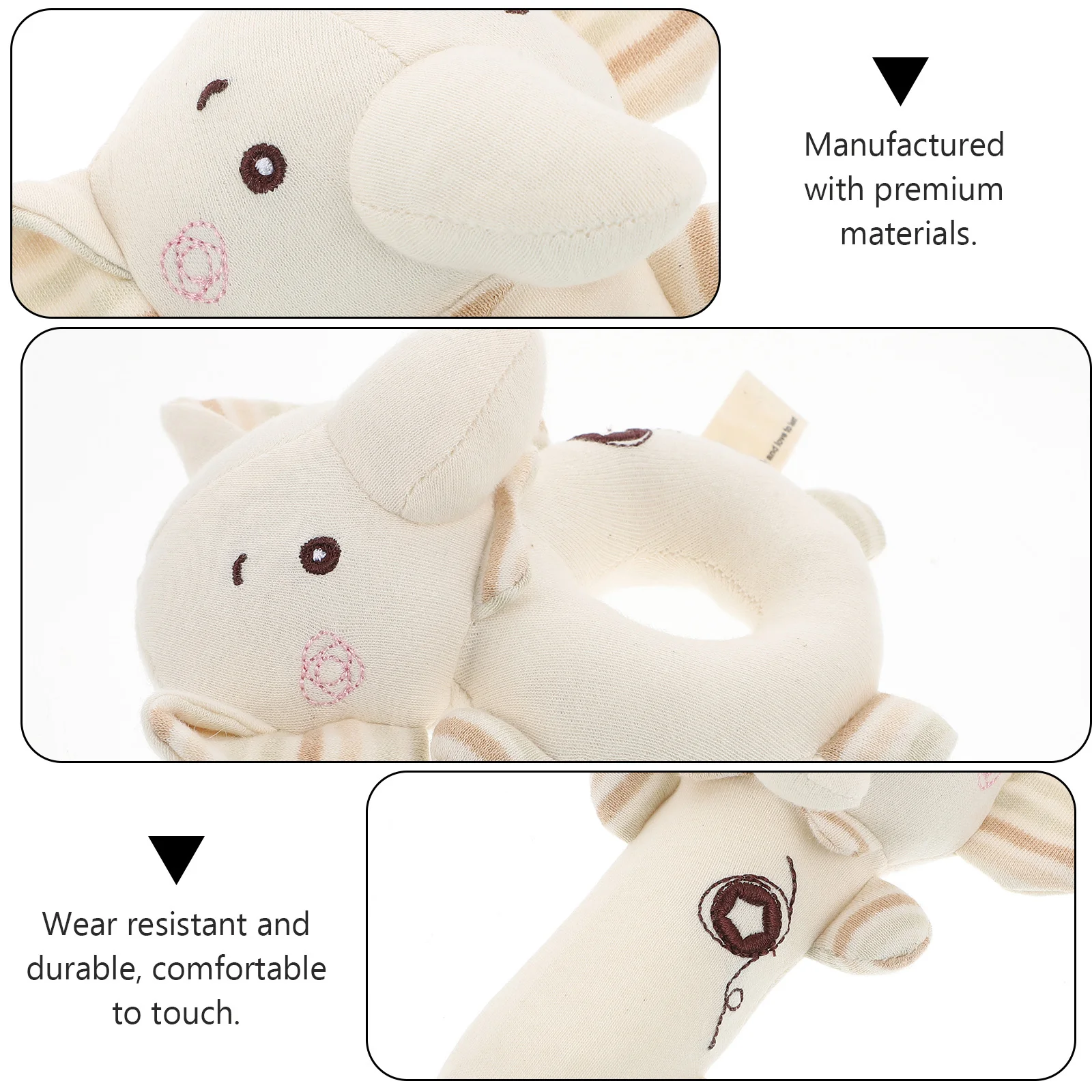 ของเล่นเขย่ามือเด็กทารกทำจากผ้าฝ้าย 2 ชิ้น ของเล่นดนตรีผ้าฝ้ายสำหรับเด็กทารก ช่วยปลอบประโลมเด็กแรกเกิดและเด็กเล็ก