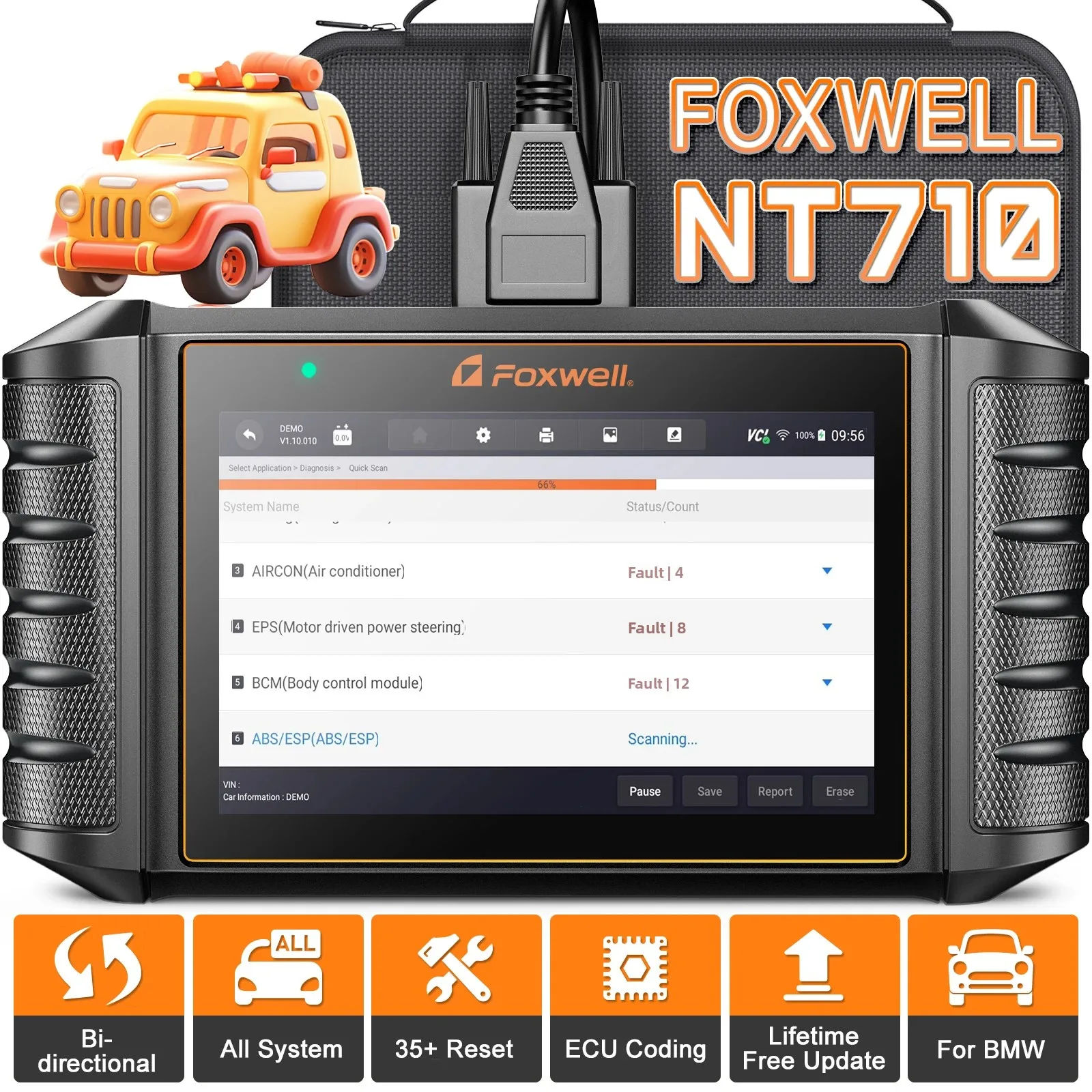 

Foxwell NT710 Car OBD2 Scanner Code Reader Bidirectional Diagnostic Scan Tool All Systems 30+ Reset OBD2 Best Car Scanner