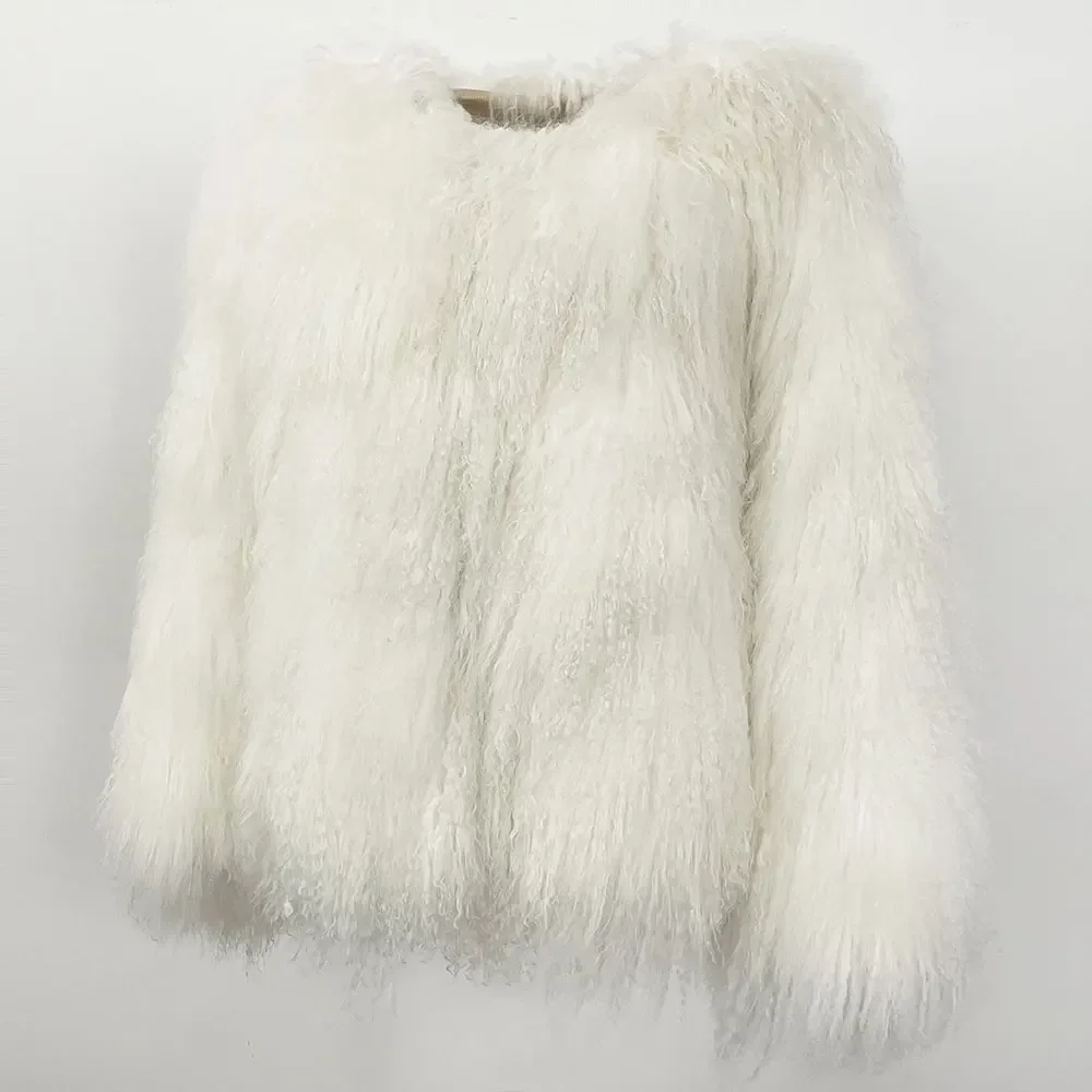 

Пальто с длинным рукавом, куртка из натурального овечьего меха Монголии, женская зимняя верхняя одежда 2025 года, пушистая вечерние куртка из овечьего меха, верхняя одежда