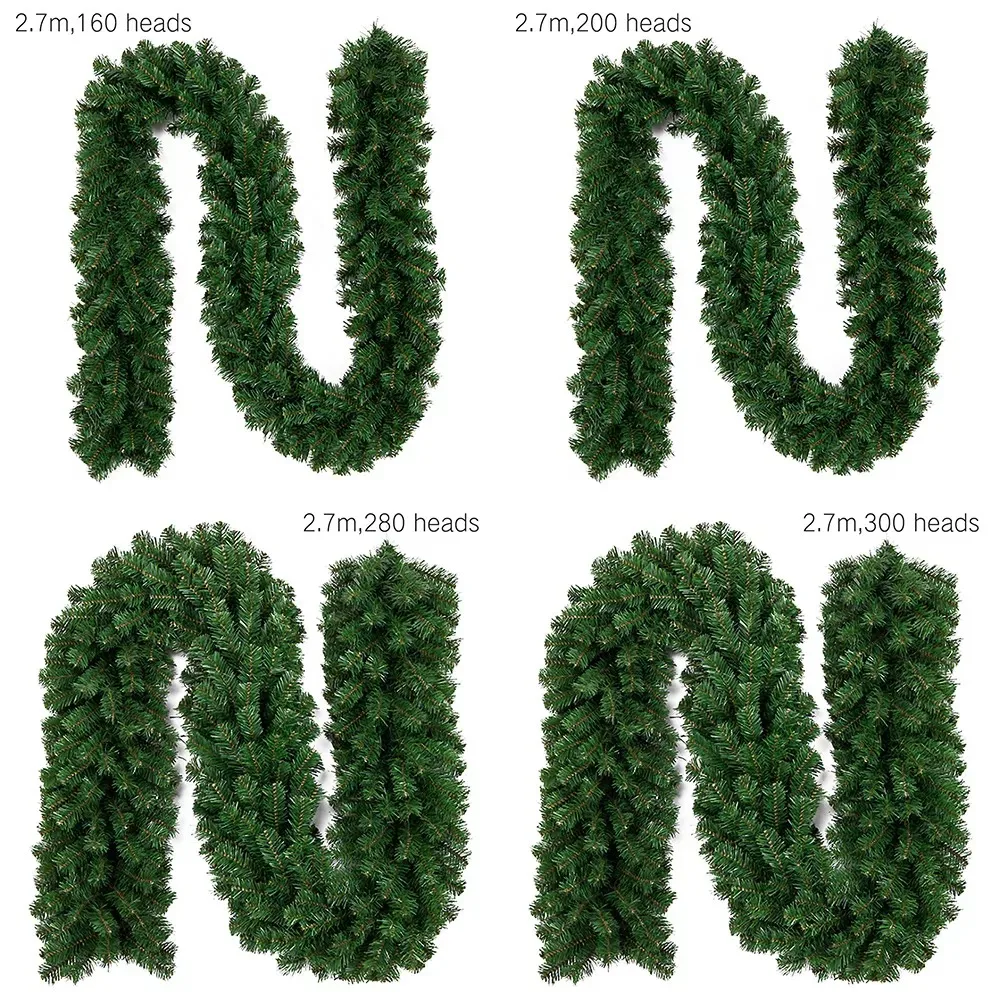 2.7M Artificial Rattan Wreath Decor Pine Tree Christmas Decoration For Kids Home Navidad Xmas Pine Tree Rattan Hanging Ornament