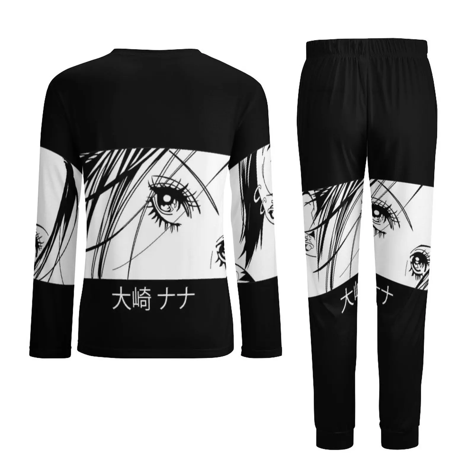 Nana Osaki Eyes Pajamas Autumn 2 Piece Black Stones Anime Fashion Pajamas Set Men Long-Sleeve Room Graphic Home Suit Big Size