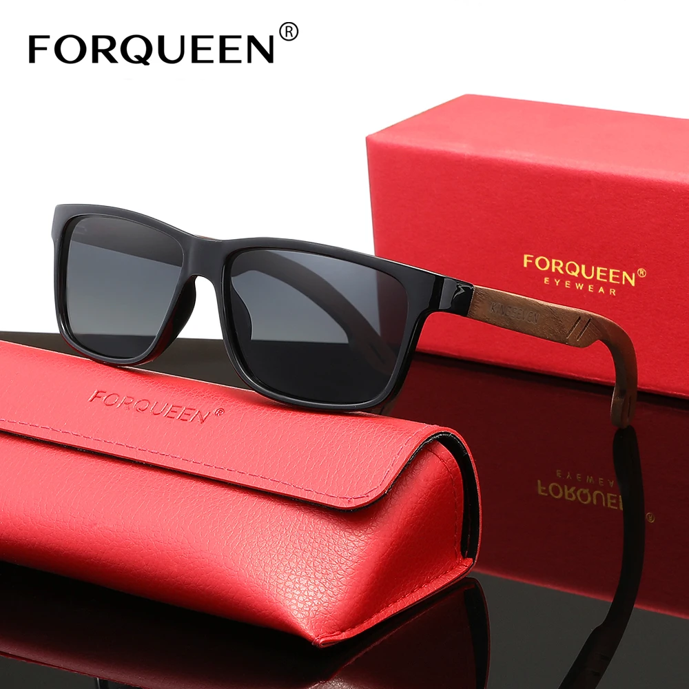 

FORQUEEN винтажные мужские деревянные солнцезащитные очки мужские UV400 поляризационные ореховые ретро очки женские уличные очки для защиты глаз