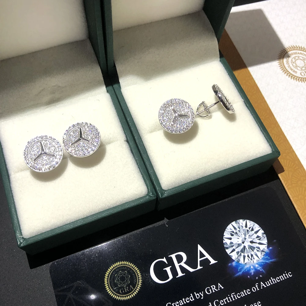 Imagem -02 - Bitcoin Moissanite Brincos S925 Prata Real Diamante Orelha Studs para Mulheres Masculino Jóias Pass Tester Vem com Gra