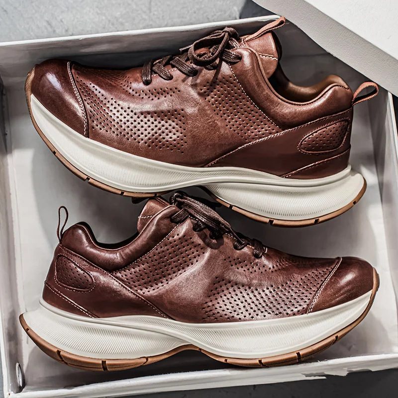 

Мужская вулканизированная обувь, повседневная кожаная мужская обувь высокого качества, Лидер продаж, трендовые дышащие мужские кроссовки для отдыха, нескользящая обувь