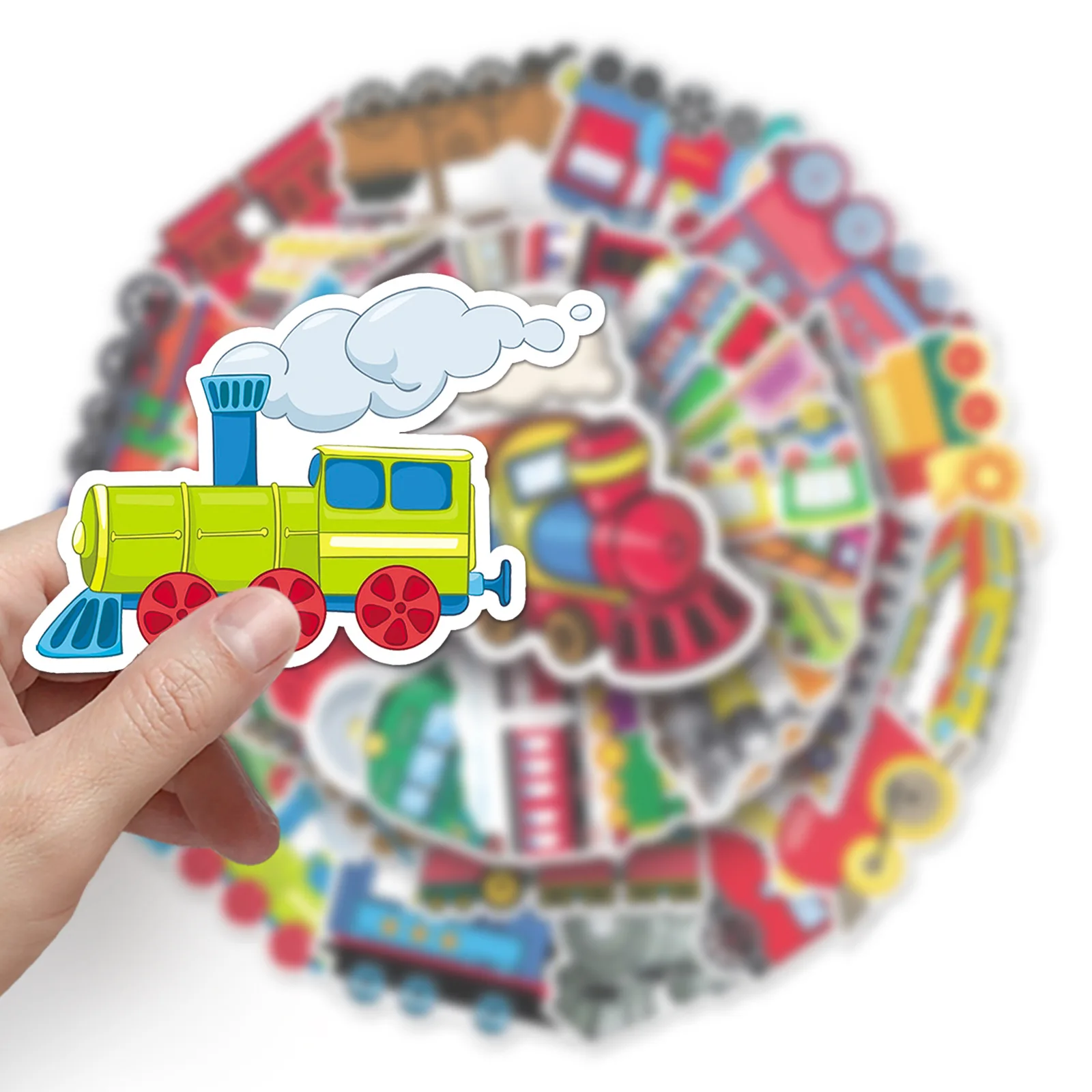 50 cartoon train creative stickers, skateboard luggage stickers, laptop car motorcycle decorations