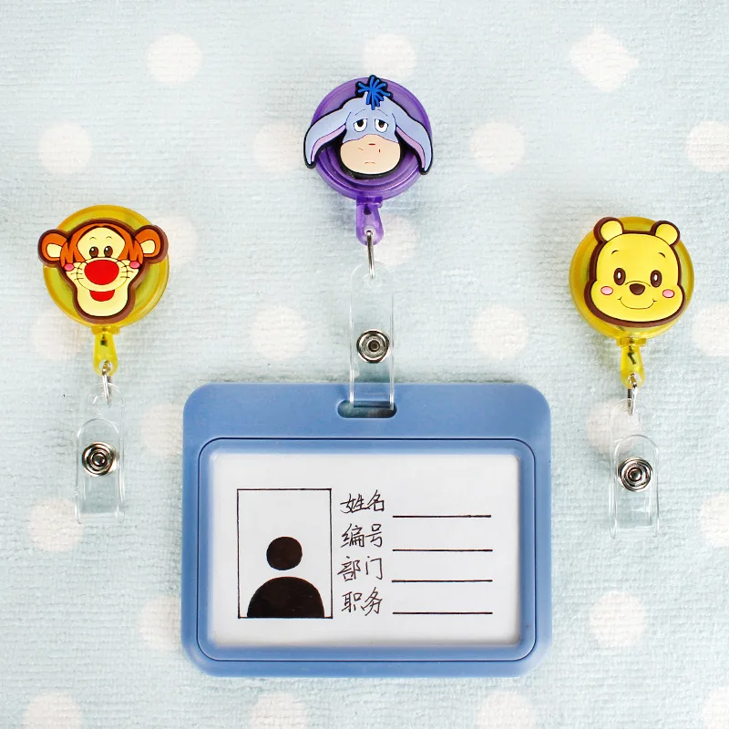 Winnie the Pooh Piglet Goofy ID Card Holder Scalable Toggle Clip Employee Card Doctor Nurse Chest Card Student Bus Card Holder