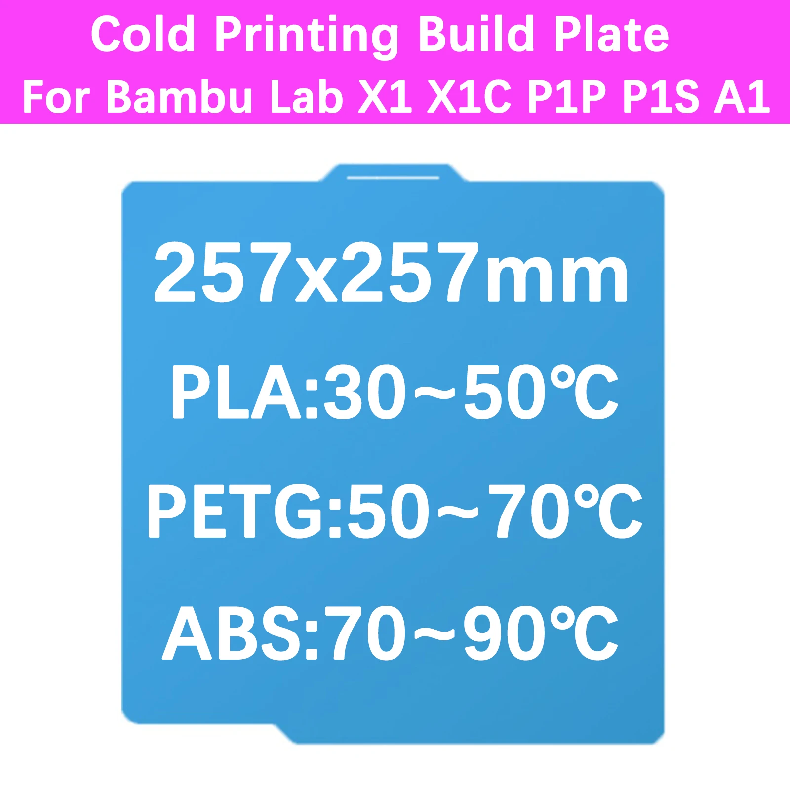 Koudedruk Bouwplaat Voor Bambu Lab X1 X1C P1P P1S A1 Dubbelzijdige Koude Plaat Voor 257x257mm Heatbed Geen Verwarming Vereist