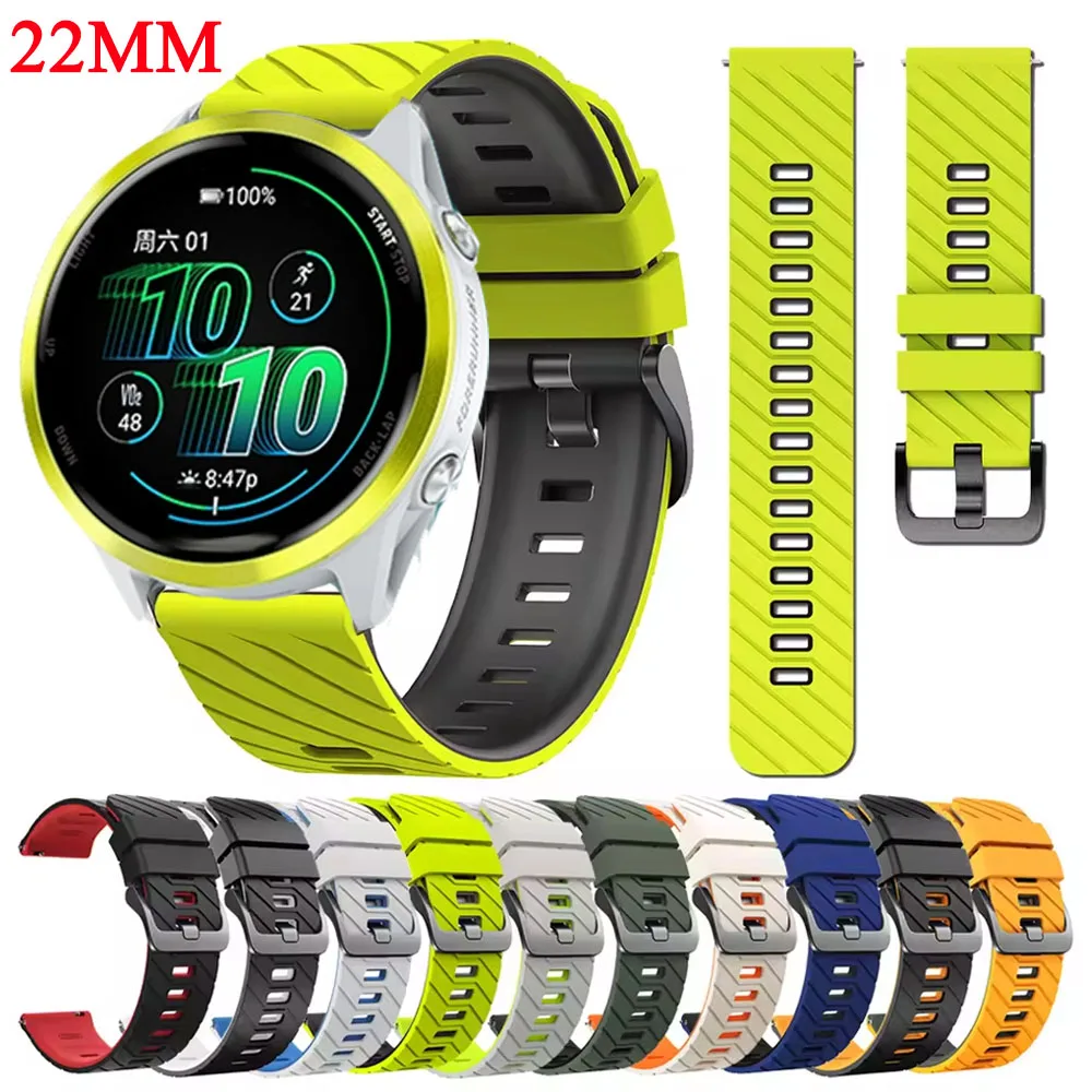 22mm Silicone Soft Strap For Garmin Forerunner 970 965 745 265 255 570/Approach S70 47mm/Venu 2 3/Vivoactive 4 Sport Watchband