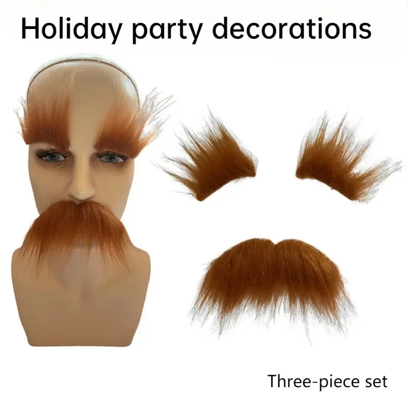 

Halloween Party Dress Up Props Festival Performance Cos Facial Hair Spooky Fake Beard Artificial Beard Eyebrows Paste Can BeTorn