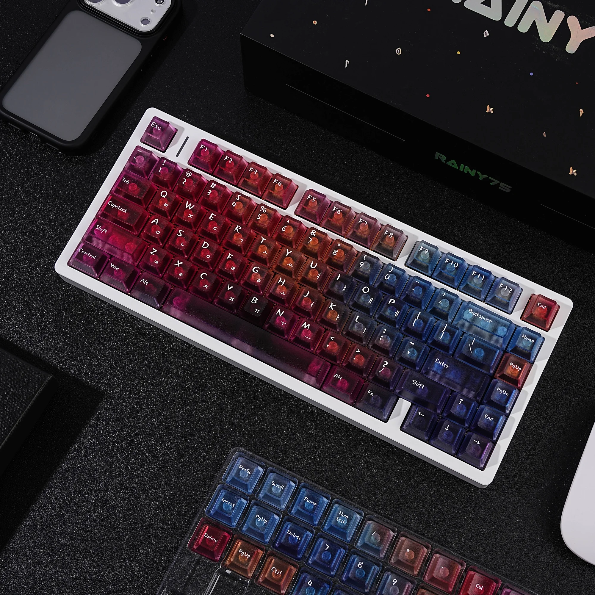 

PC Keycaps Color Radiant KOR Keycaps Cherry Profile UV Printing For mechanical keyboard MX Switch Korean