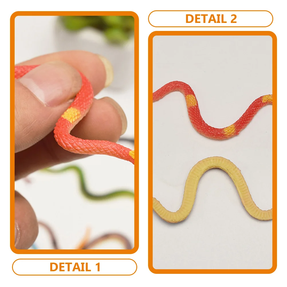 6pcs Fake Snake Props Realistic Simulation Animal Figures PVC Model Vivid Colors Teaching Equipment Prank Toy Durability