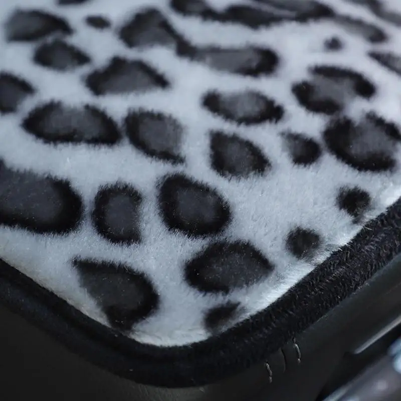 Car Armrest Cover Mat Short Plush Leopard Grain Print Pattern Center Console Cover Pads Auto Styling Interior Accessories