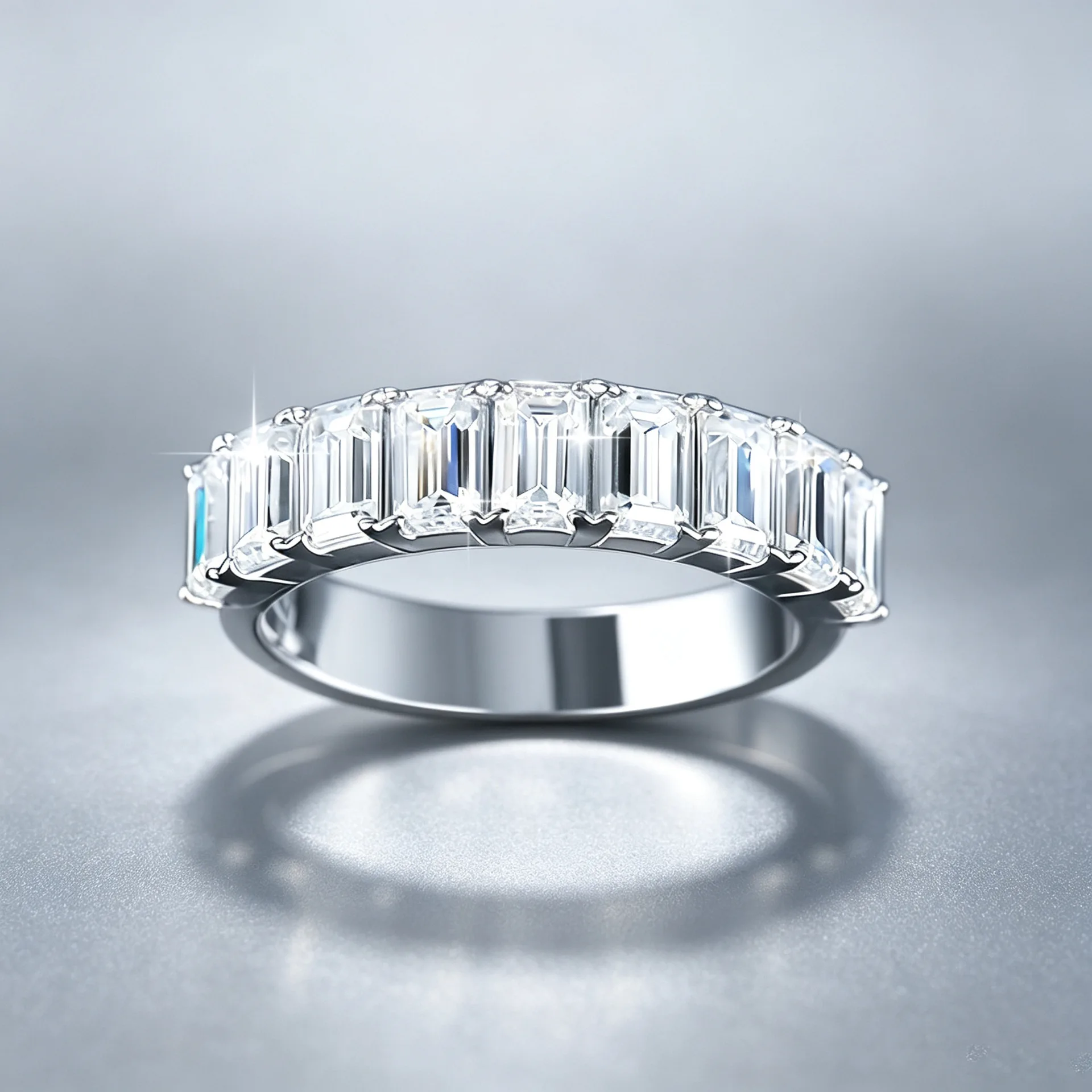 Sterling Silver 925 Emerald Moissanite Ring  Lucky Jewelry Engagement Bnad Rings for Women Girls Luxury Gift